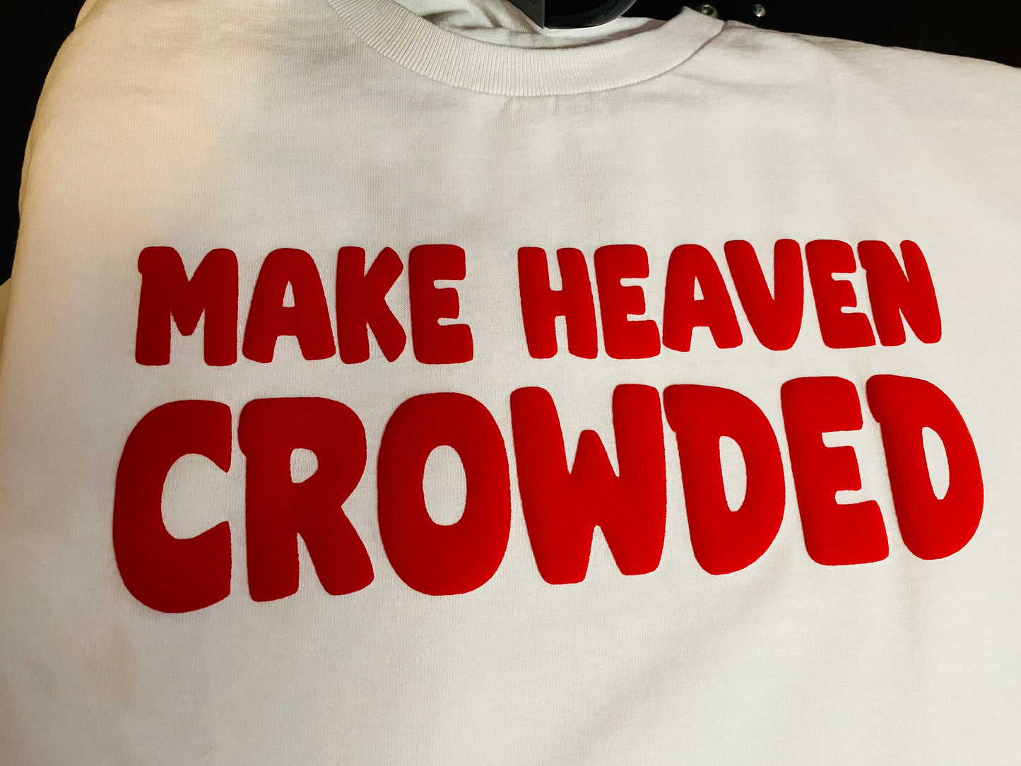 Make Heaven Crowded Puff Print Unisex White T-shirt